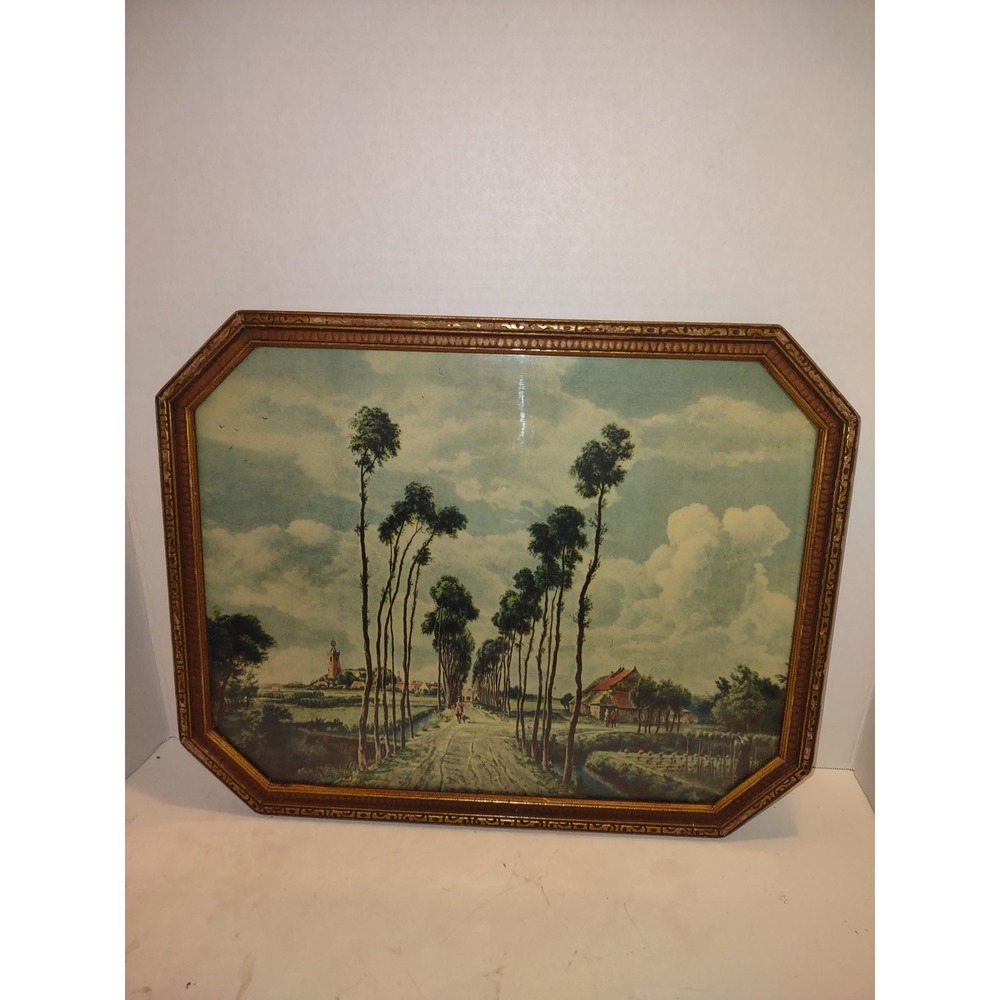 Vintage Landscape Art Print "The Avenue at Middelharnis" Gold Wood Frame 8 Side